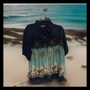 ⭐️$5 when bundled! ⭐️ Croft and Barrow Hawaiian Shirt Men's LARGE Tropical Palm